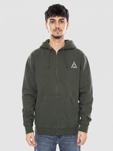 HUF Sweatvest in Groen: voorkant