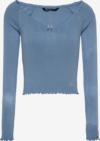 Tricou de la Tommy Jeans pe albastru: față