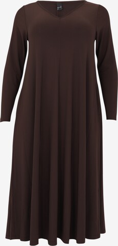 Yoek Dress in Brown: front