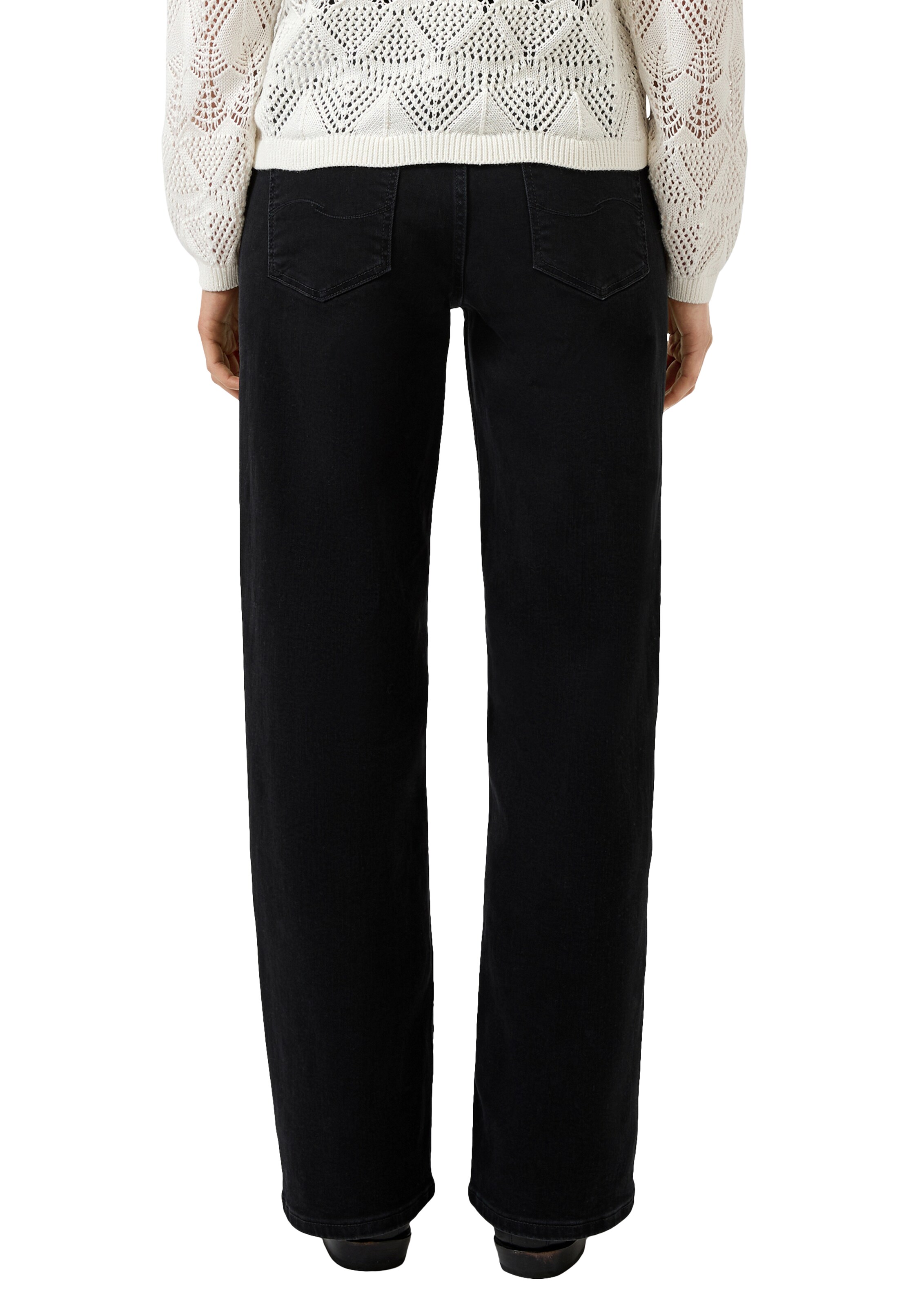 QS - Loosefit Calças de ganga 'Catie' em preto: atrás