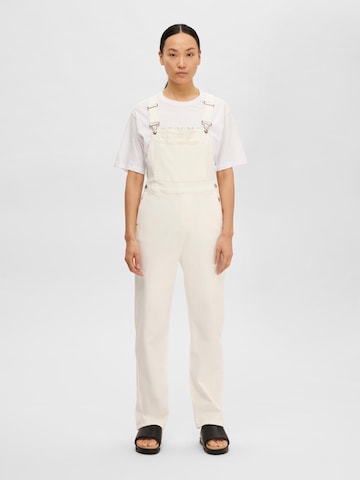 SELECTED FEMME Regular Jean Overalls 'Vinnie' in White: front