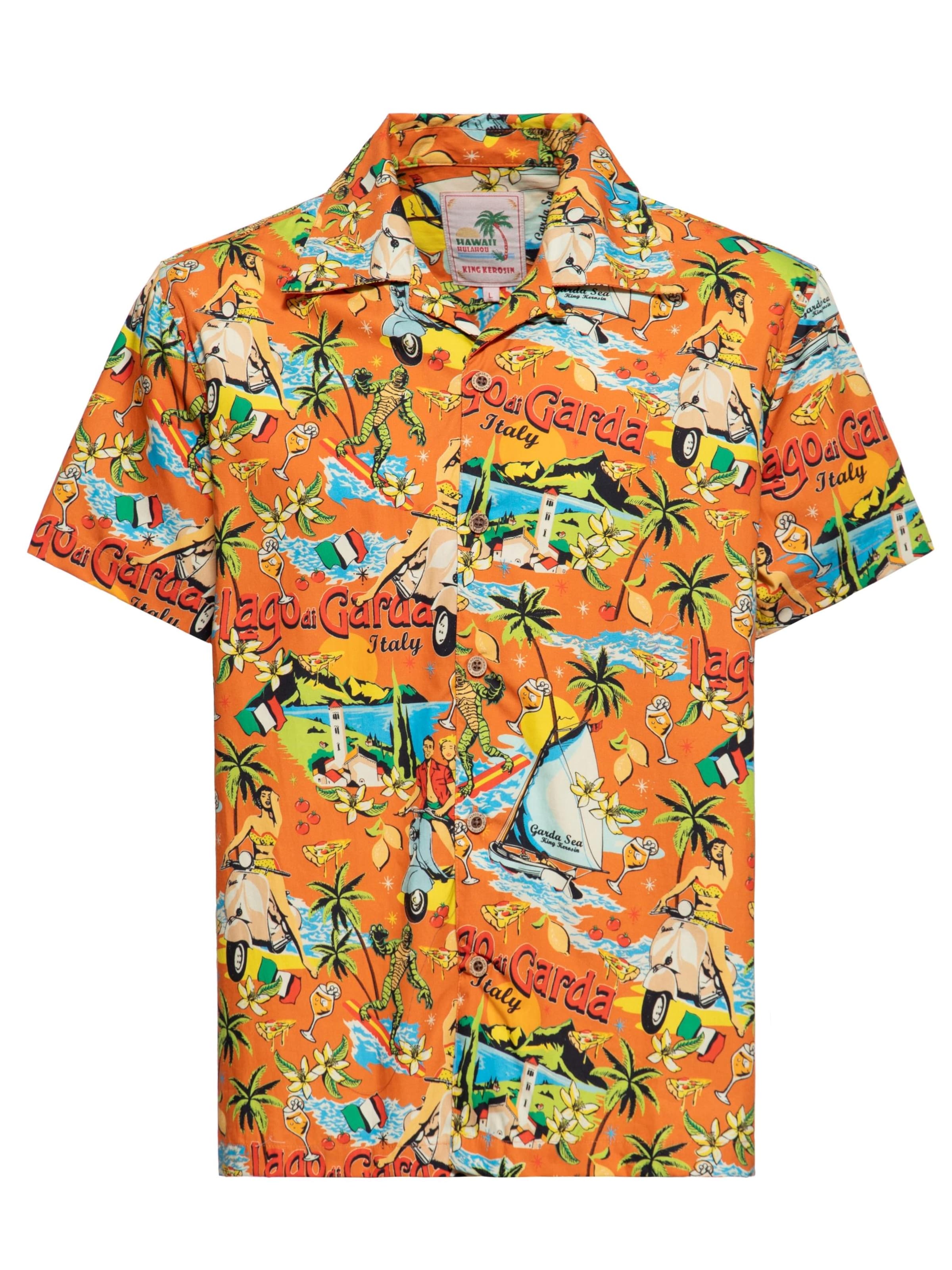 King Kerosin Button Up Shirt 'Lago di Garda' in Orange, Item view
