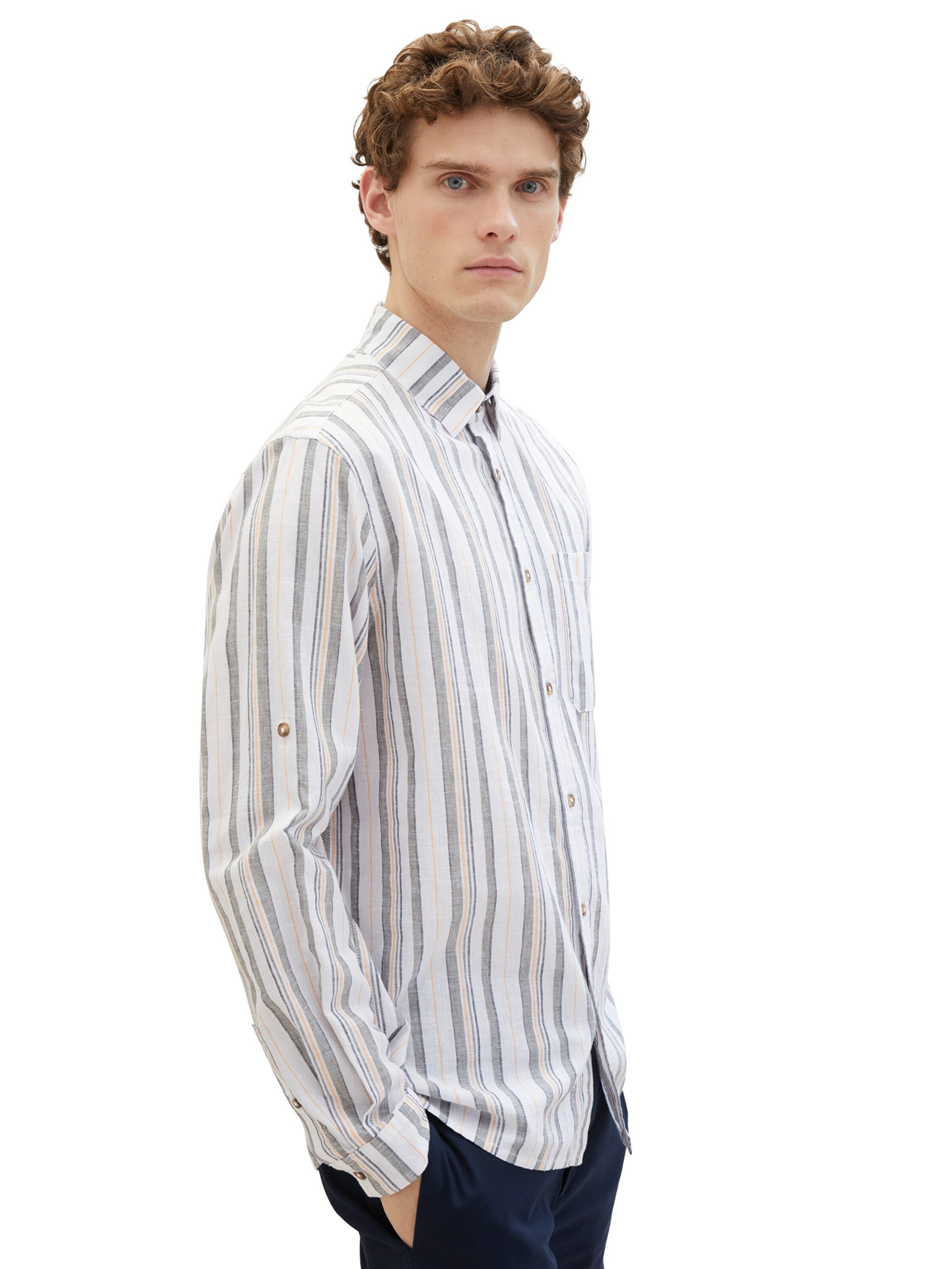 TOM TAILOR Comfort fit Button Up Shirt in White