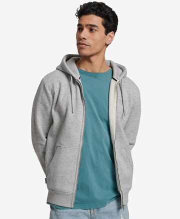 Superdry Zip-Up Hoodie 'Essential' in Grey: front