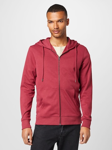 JACK & JONES Zip-Up Hoodie in Red: front