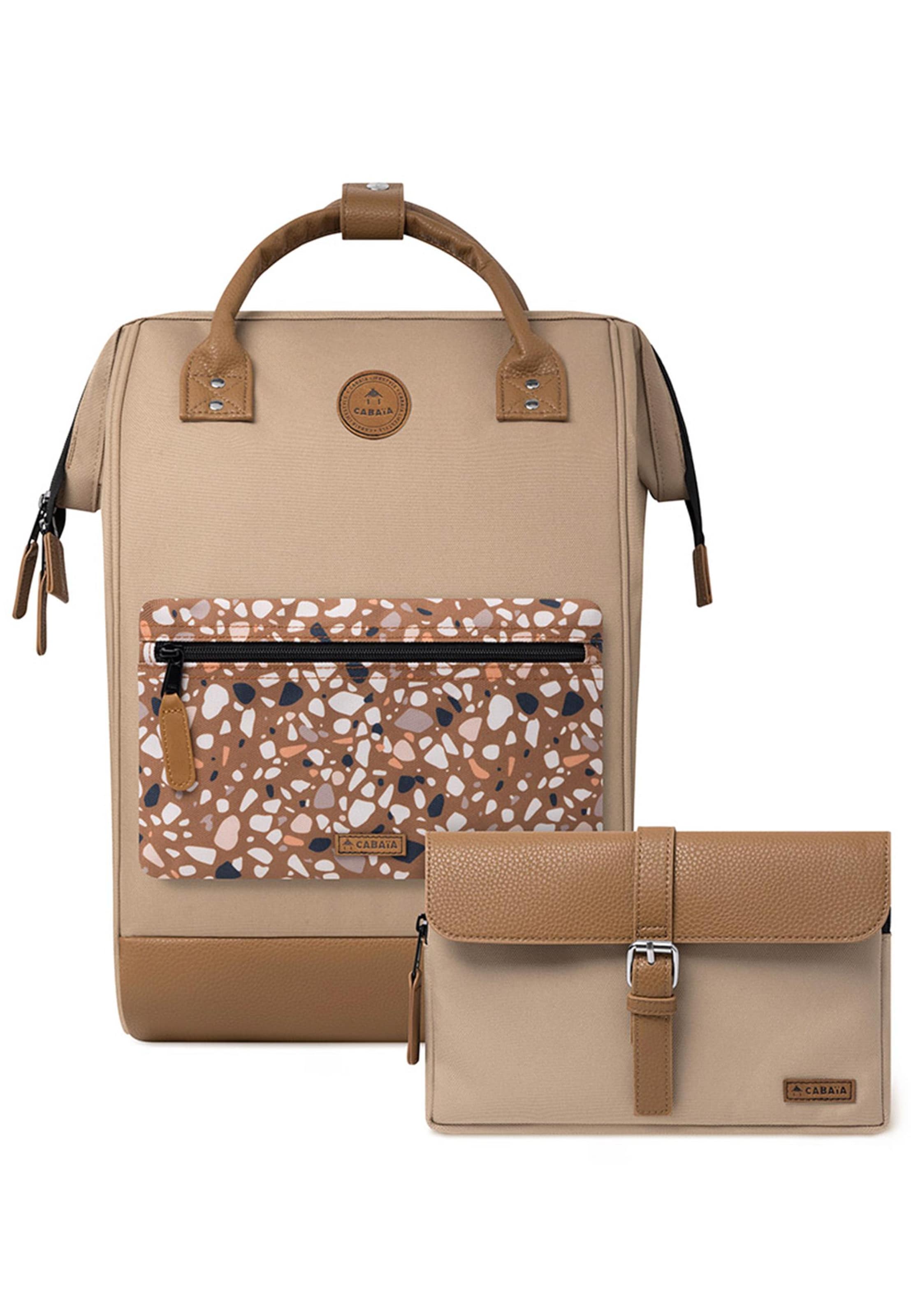 Cabaia Backpack 'Small' in Beige: front