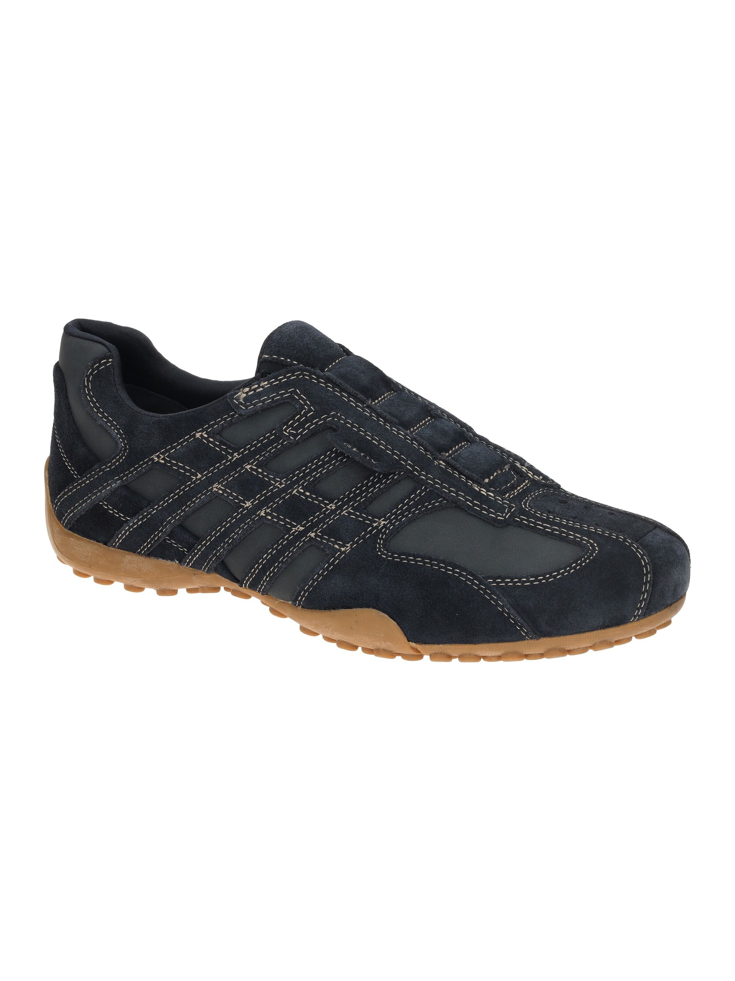 GEOX Slippers 'Geox Snake Slipper Schuhe dunkelblau beige Velour Nubuck U56MNB' in Blue: front