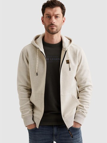 PME Legend Sweatshirt 'PME LEGEND - Sweat jacket with hood and zipper closure' in Wit: voorkant