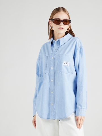 Calvin Klein Jeans Блуза в синьо: отпред