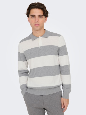 Only & Sons Sweater 'REX' in Grey: front