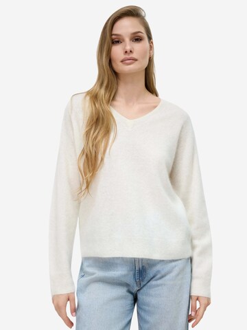 BELLEMERE NEW YORK Pullover 'Pullover aus gebürsteter Seide und Kaschmir mit V-Ausschnitt'‌‌‌‌‌ in Weiß: Vorderseite