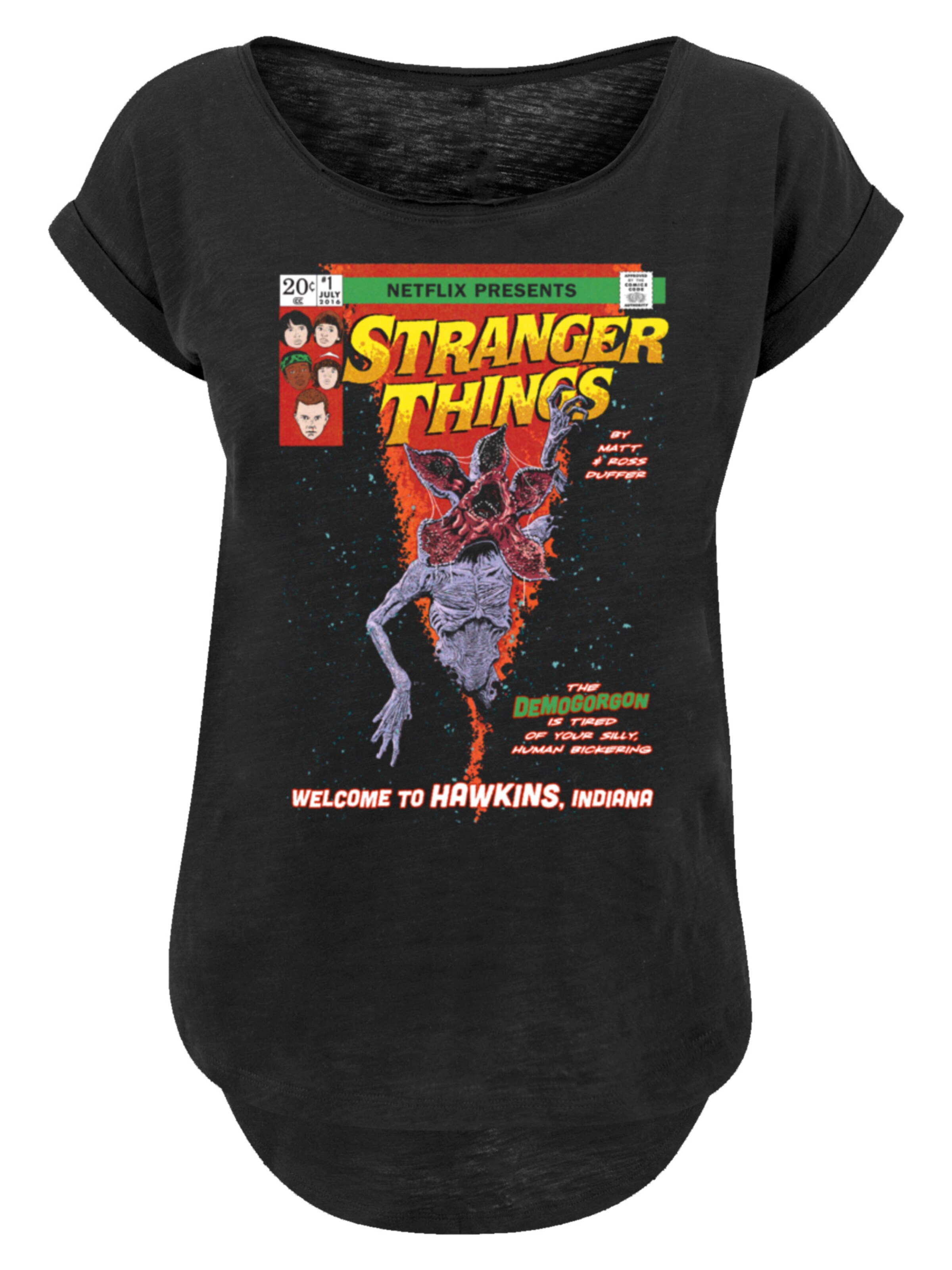 T-shirt 'Stranger Things Comic Cover Netflix TV Series' F4NT4STIC en noir : devant