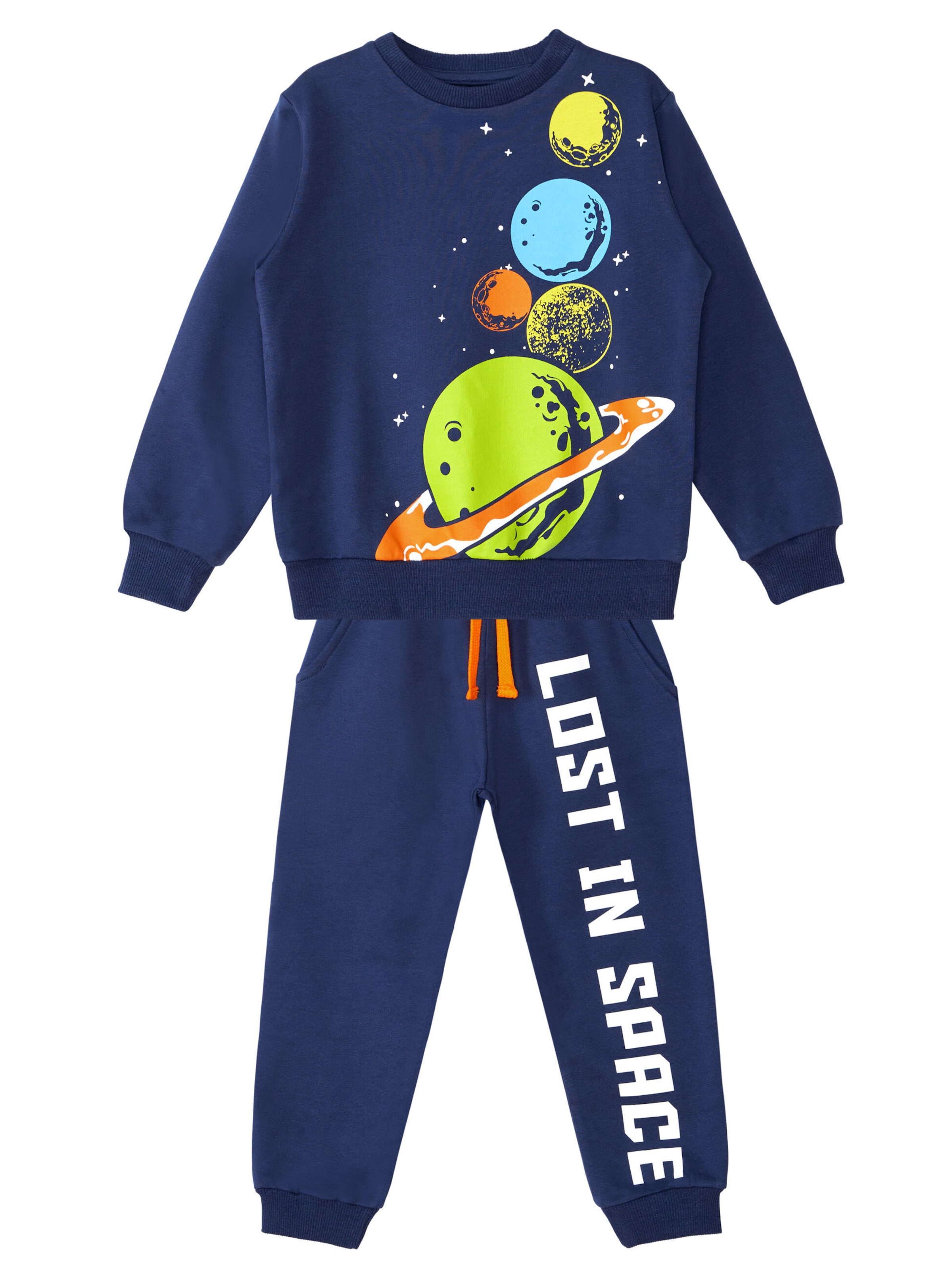 Denokids Sweatsuit 'Planets' in Blue: front