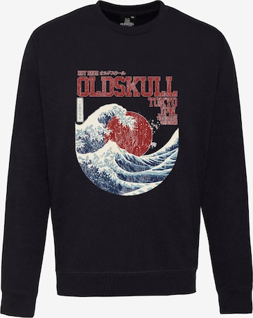 Oldskull Sweatshirt 'Asian Big W Vintage Logo Graphic' in Zwart: voorkant