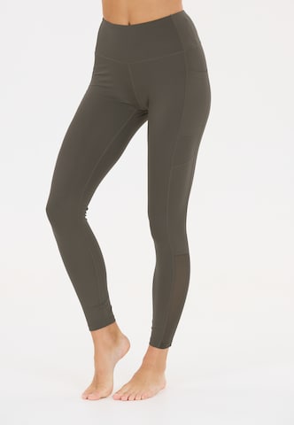 Athlecia Skinny Sportbroek 'Elli' in Bruin: voorkant