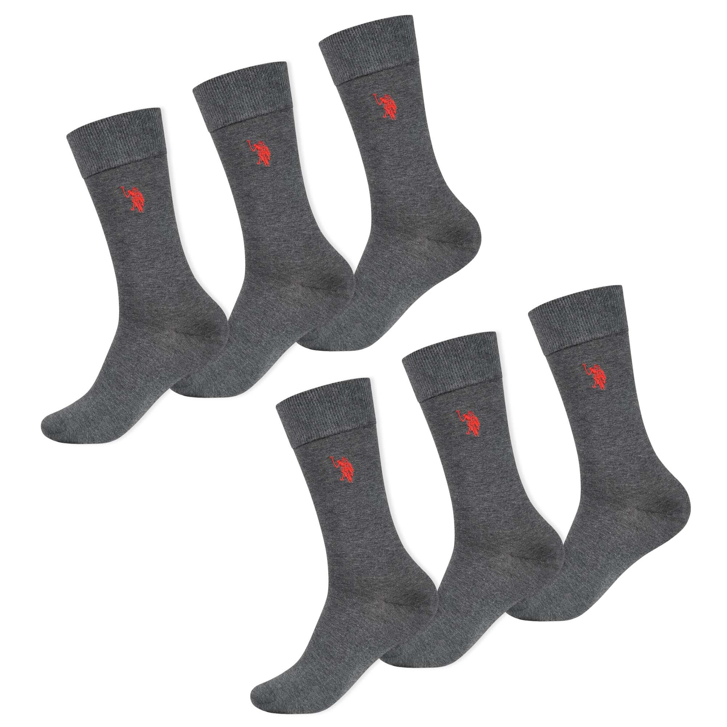 U.S. POLO ASSN. Chaussettes en gris chiné / rouge foncé, Vue avec produit