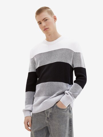 TOM TAILOR DENIM Sweater in White: front