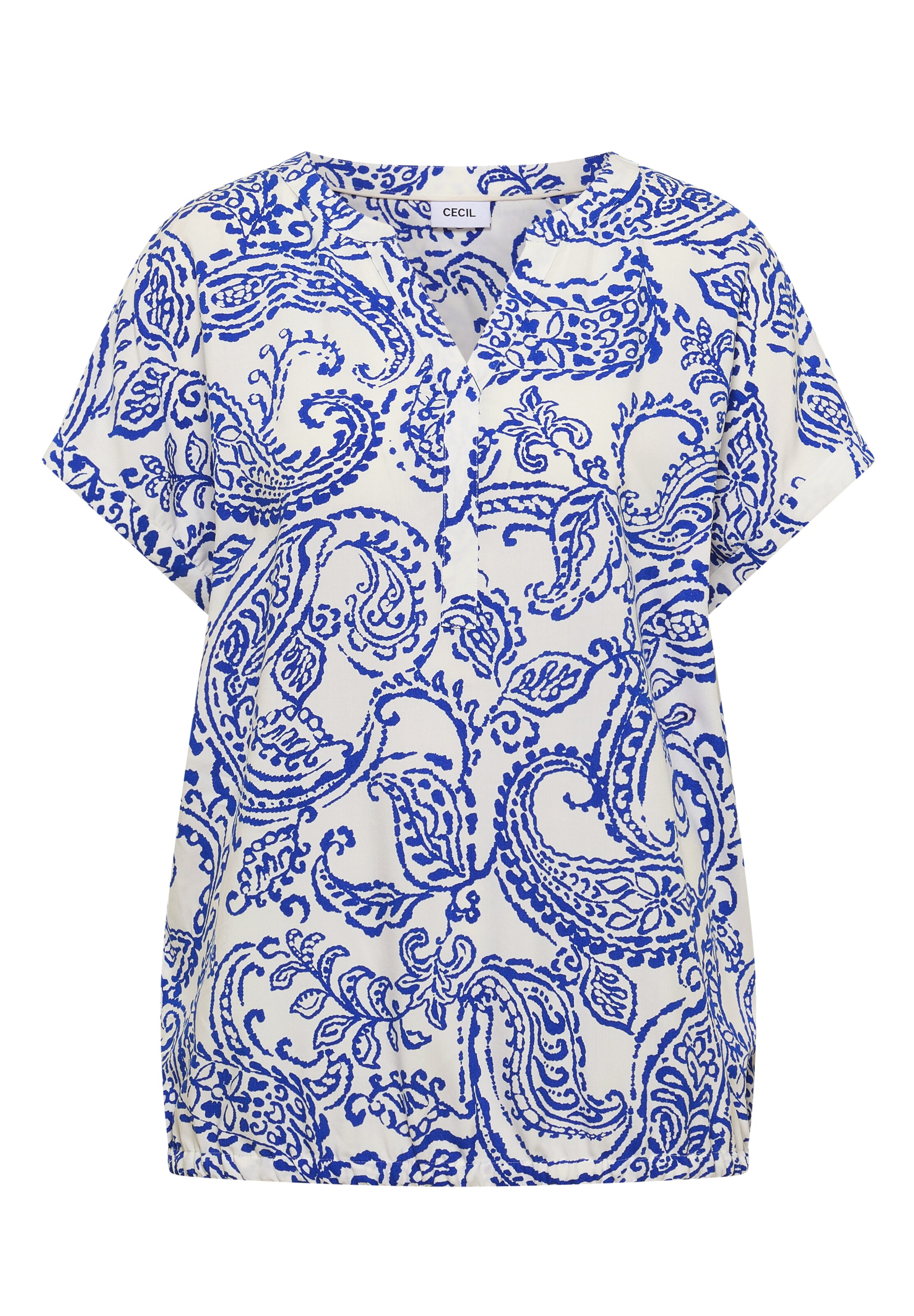 CECIL Bluse mit Split Neck und Print in XXXL in weiß, Produktansicht