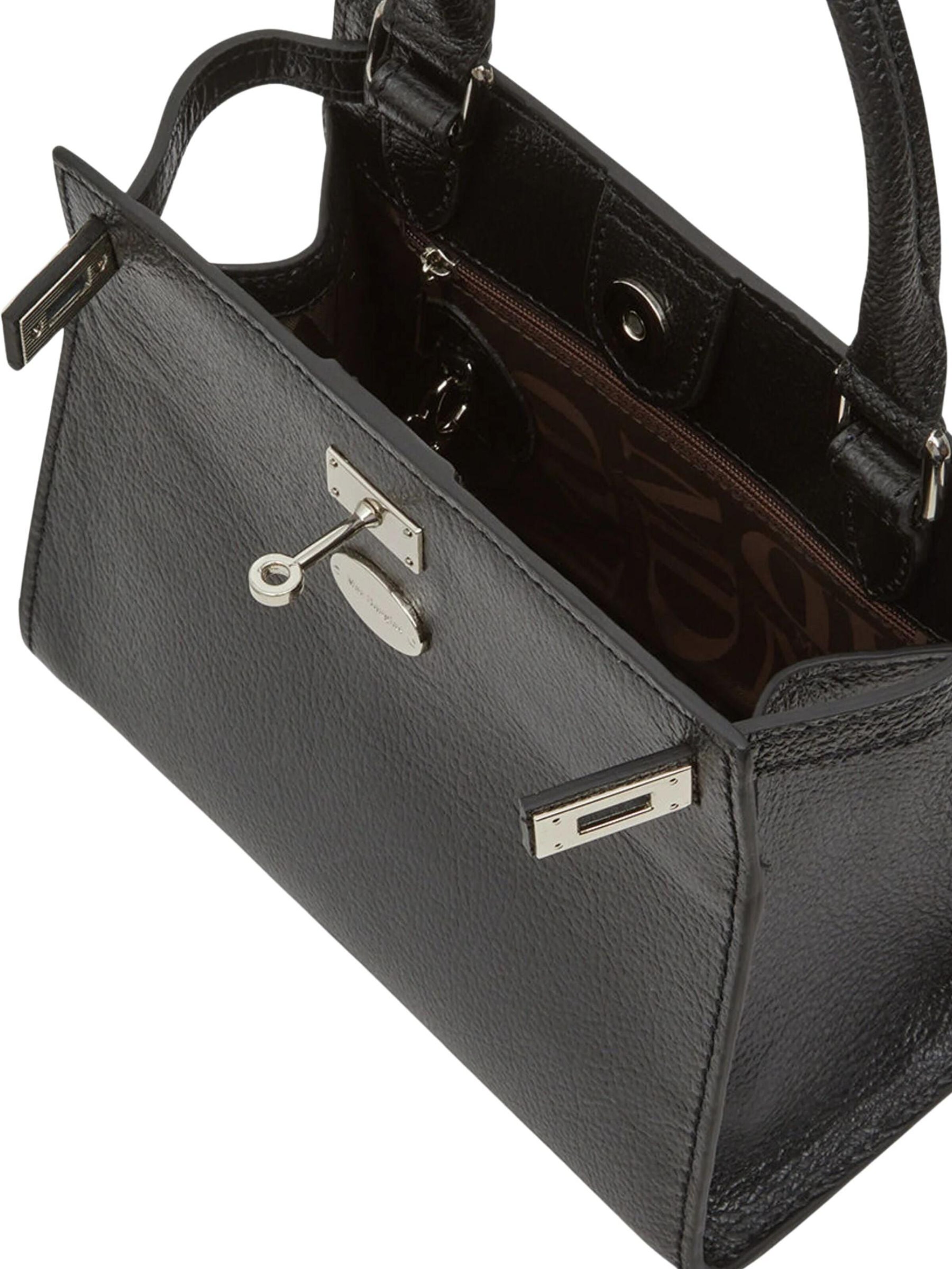 MAC DOUGLAS Handtas 'Mac Douglas Sacs À Main MINI Temple Buni Cuir Noir' in Zwart