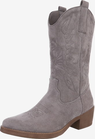 Ital-Design Cowboy Boots in Grey: front