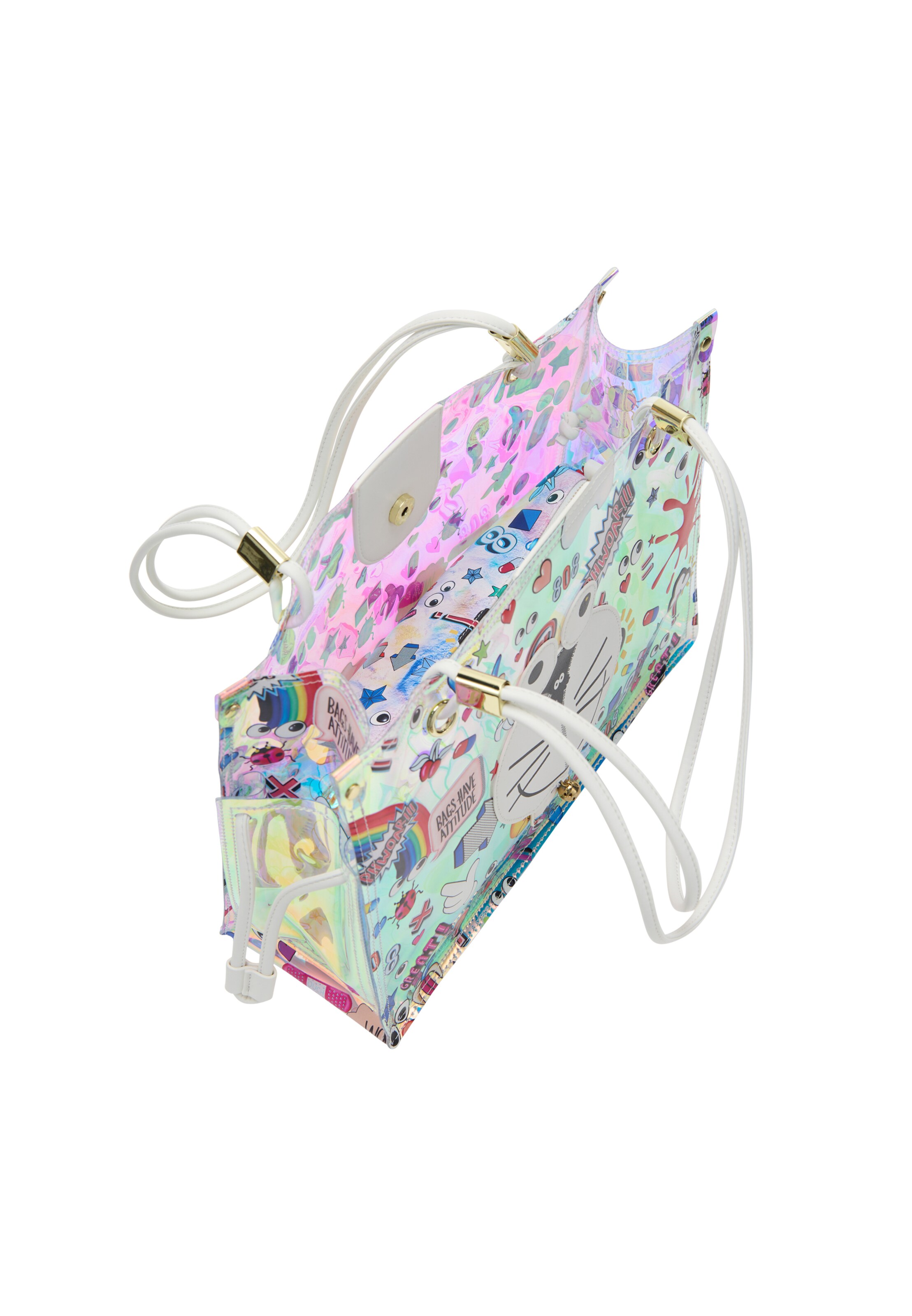 MYMO "Чанта тип ""Shopper""" 'Pop Eyetheme' в синьо