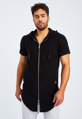 Leif Nelson Zip-Up Hoodie in Black: front