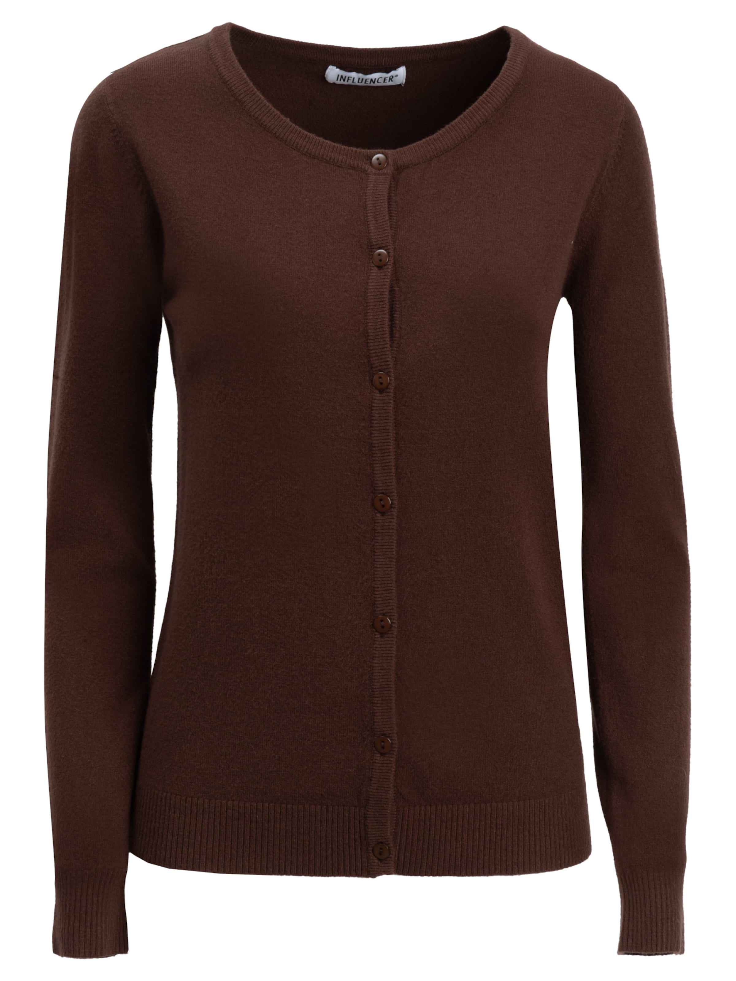 Influencer Knit Cardigan in Brown: front