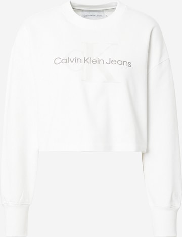 Calvin Klein Jeans Štandardný strih Mikina - biela: predná strana