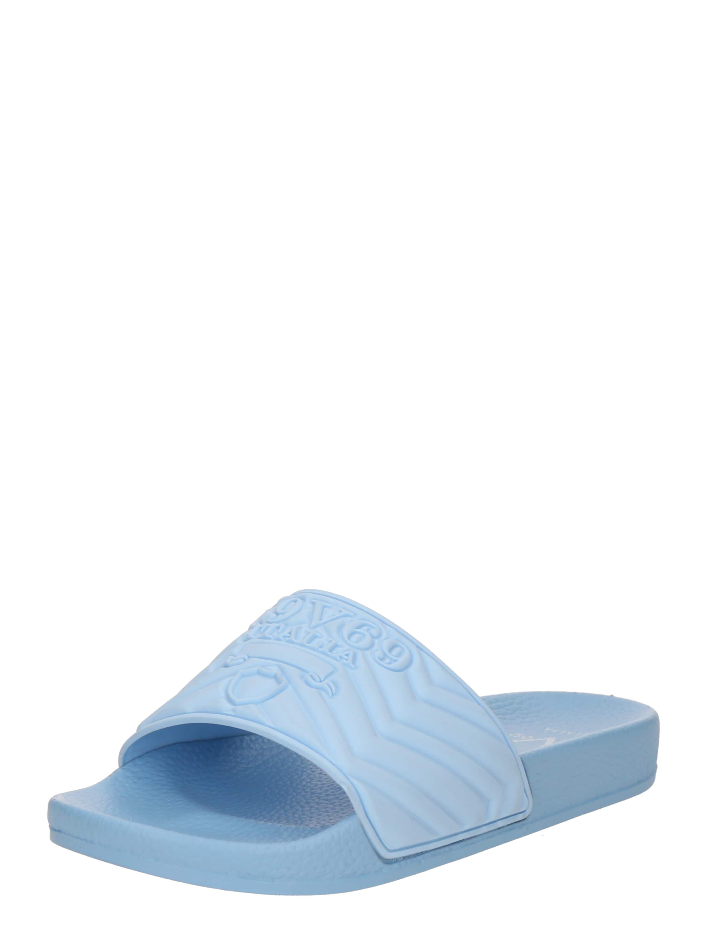 19V69 ITALIA Pantolette 'Jade' in Blau: Vorderseite