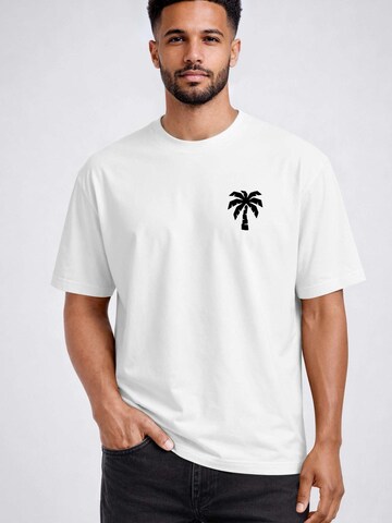 Neverless Shirt 'Minimalistic Palm' in White: front