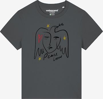 Maglietta 'Peace Love' di Watapparel in grigio: frontale