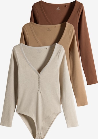 The Set Shirtbody in Beige: Vorderseite