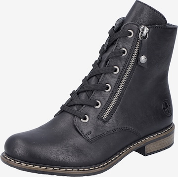 Rieker Lace-Up Ankle Boots in Black: front