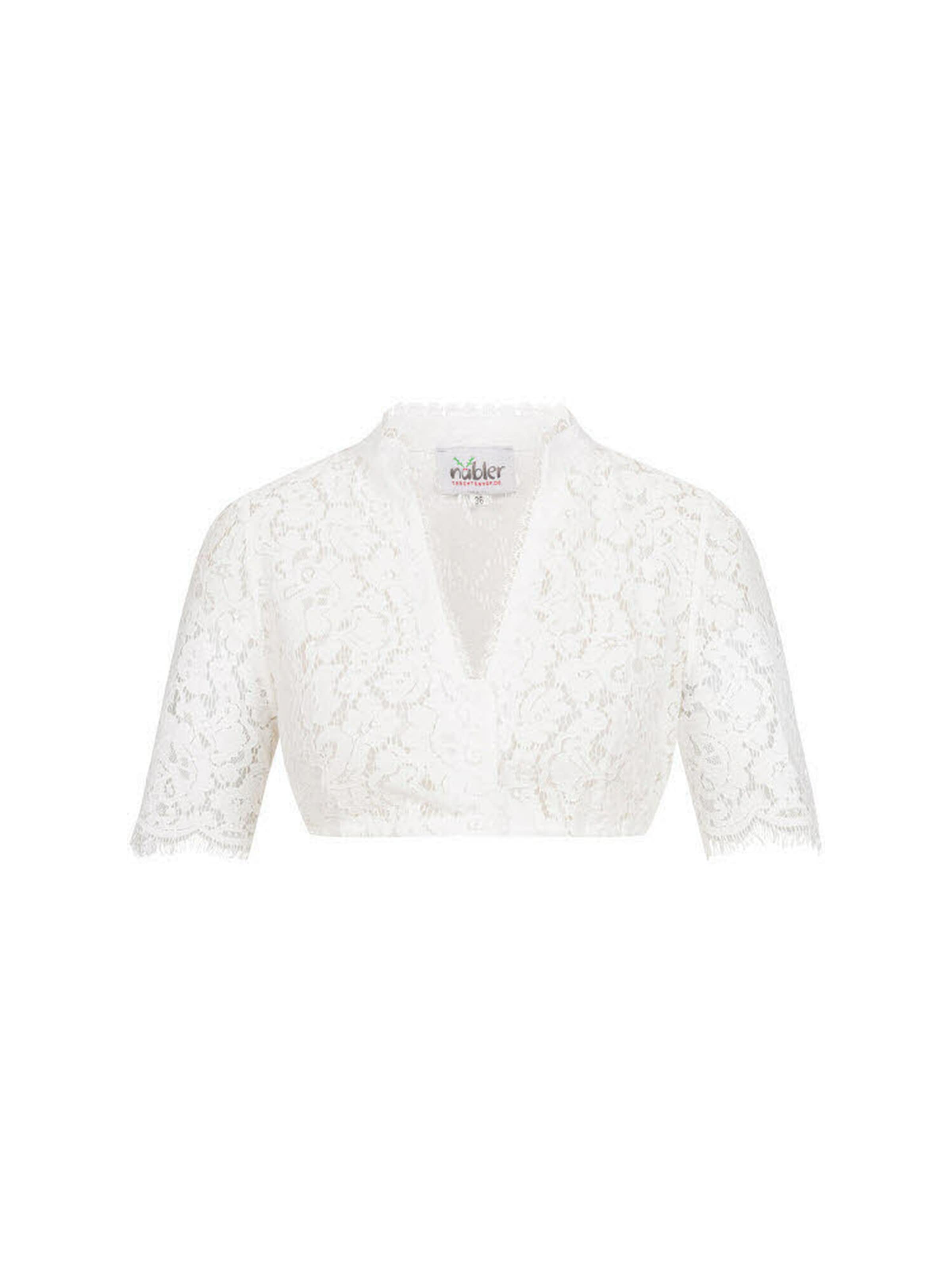 Trachtenhof Nübler Trachtenbluse 'Dirndlbluse kurzarm Melani'‌‌‌‌ in Weiß: Vorderseite