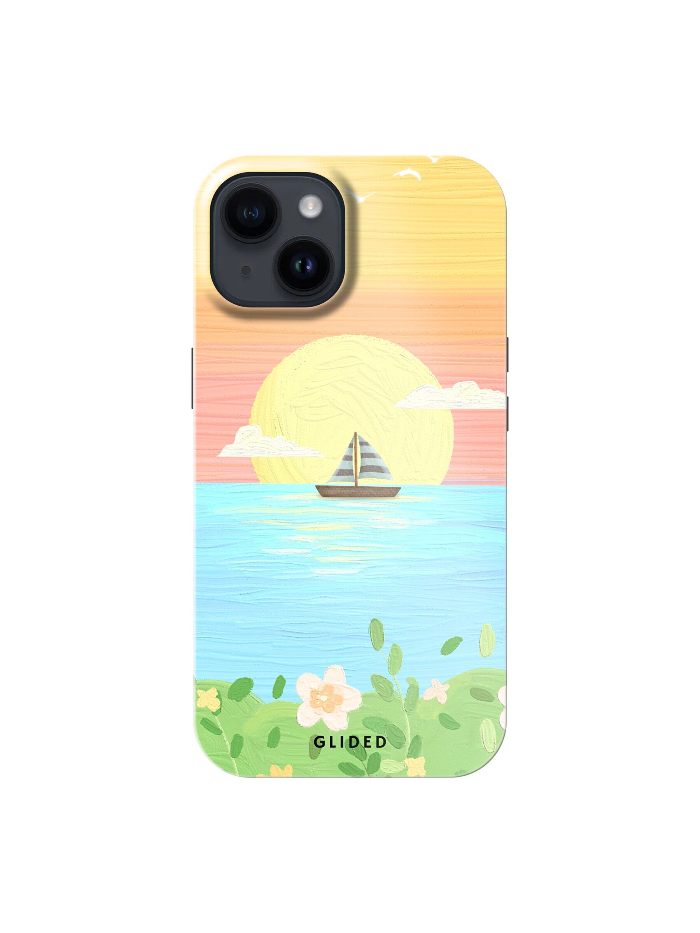 Glided Smartphonehülle 'Cute Sunset Glided Handyhülle' in Schwarz: Vorderseite