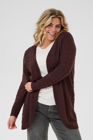 KAFFE CURVE Cardigan 'Emana' i brun: forside