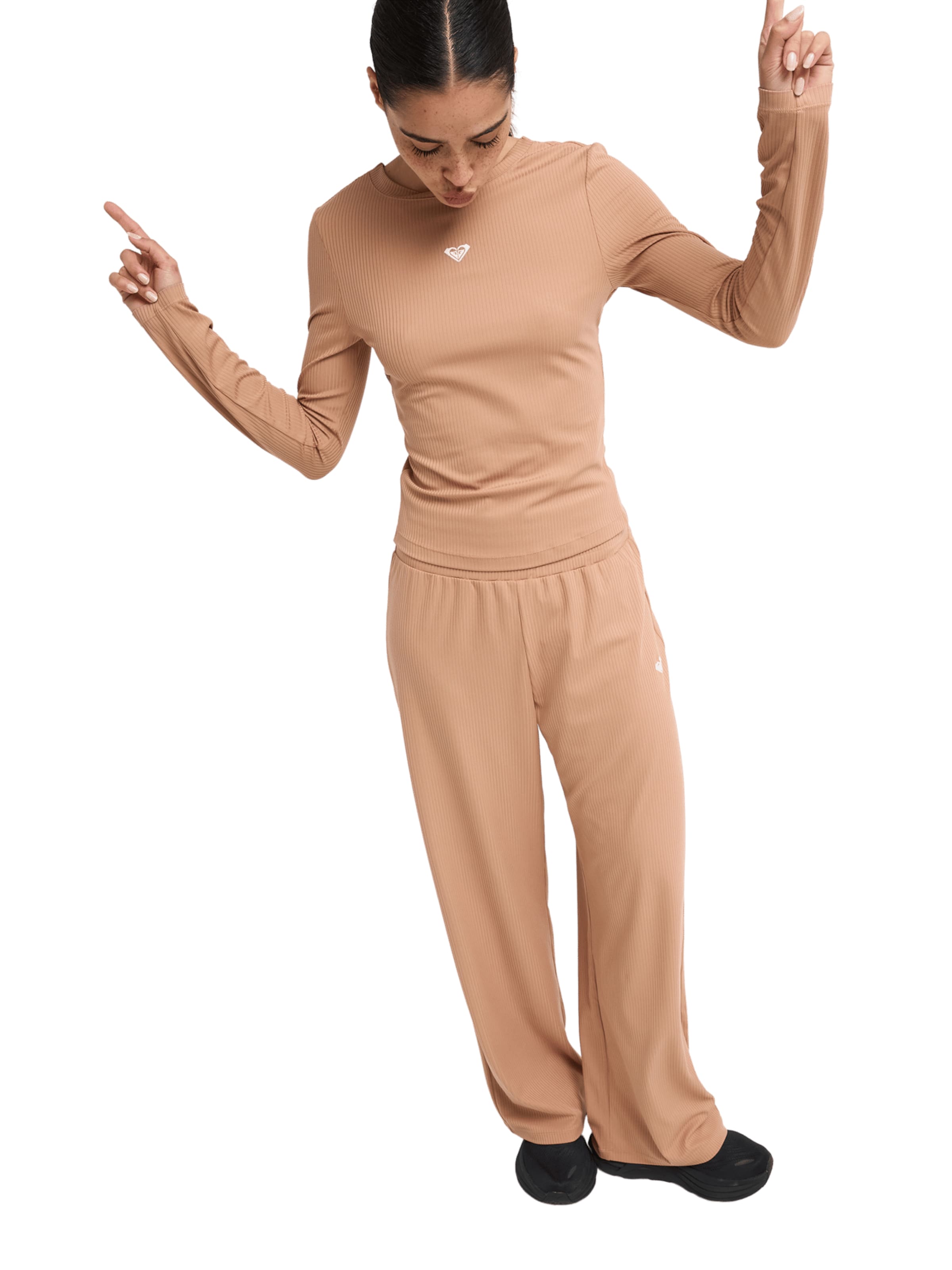 ROXY Wide leg Pants 'Rise & Vibe' in Brown: front