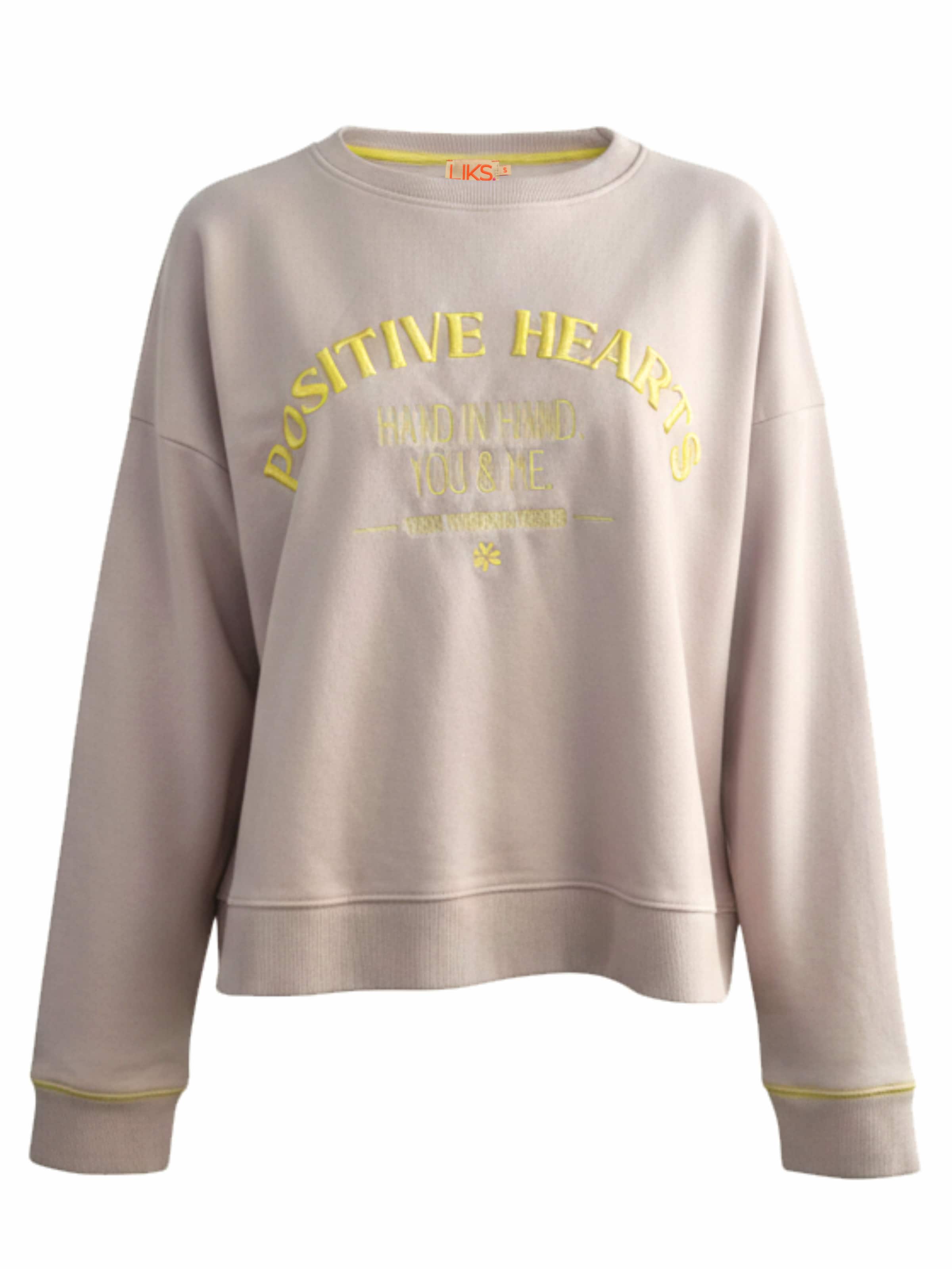 LIKS. Munich Sweatshirt 'Sweatpullover Positive Hearts' in Beige: front
