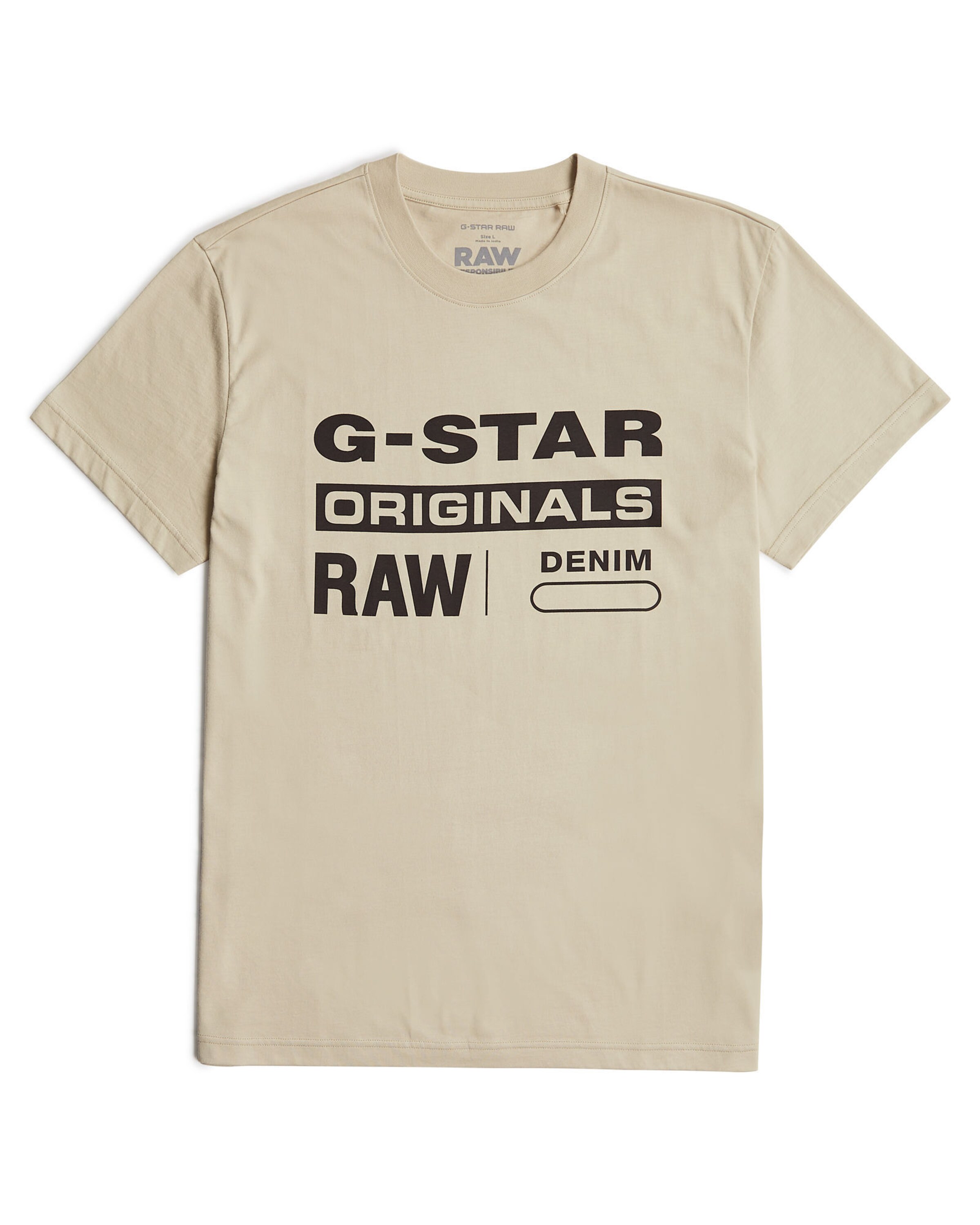 G-STAR Shirt 'Originals' in Beige: voorkant