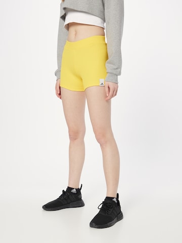 ADIDAS SPORTSWEAR Slim fit Workout Pants 'Lounge Rib Booty' in Yellow: front