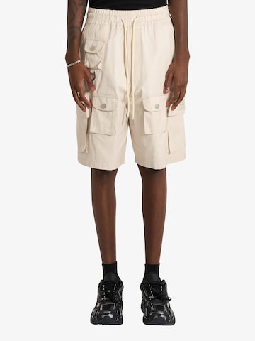 Yes London Loosefit Cargobroek in Beige: voorkant