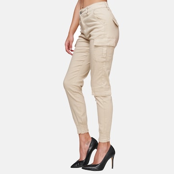 Elara Skinny Cargobroek in Beige