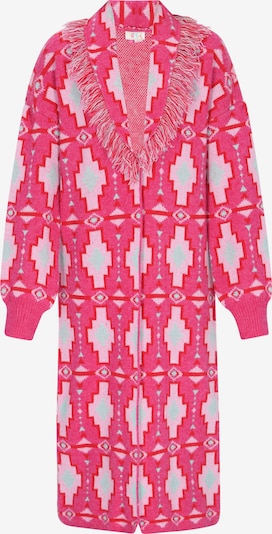 IZIA Adīts mētelis, krāsa - opālisks / rožkrāsas / gaiši rozā / spilgti sarkans, Preces skats