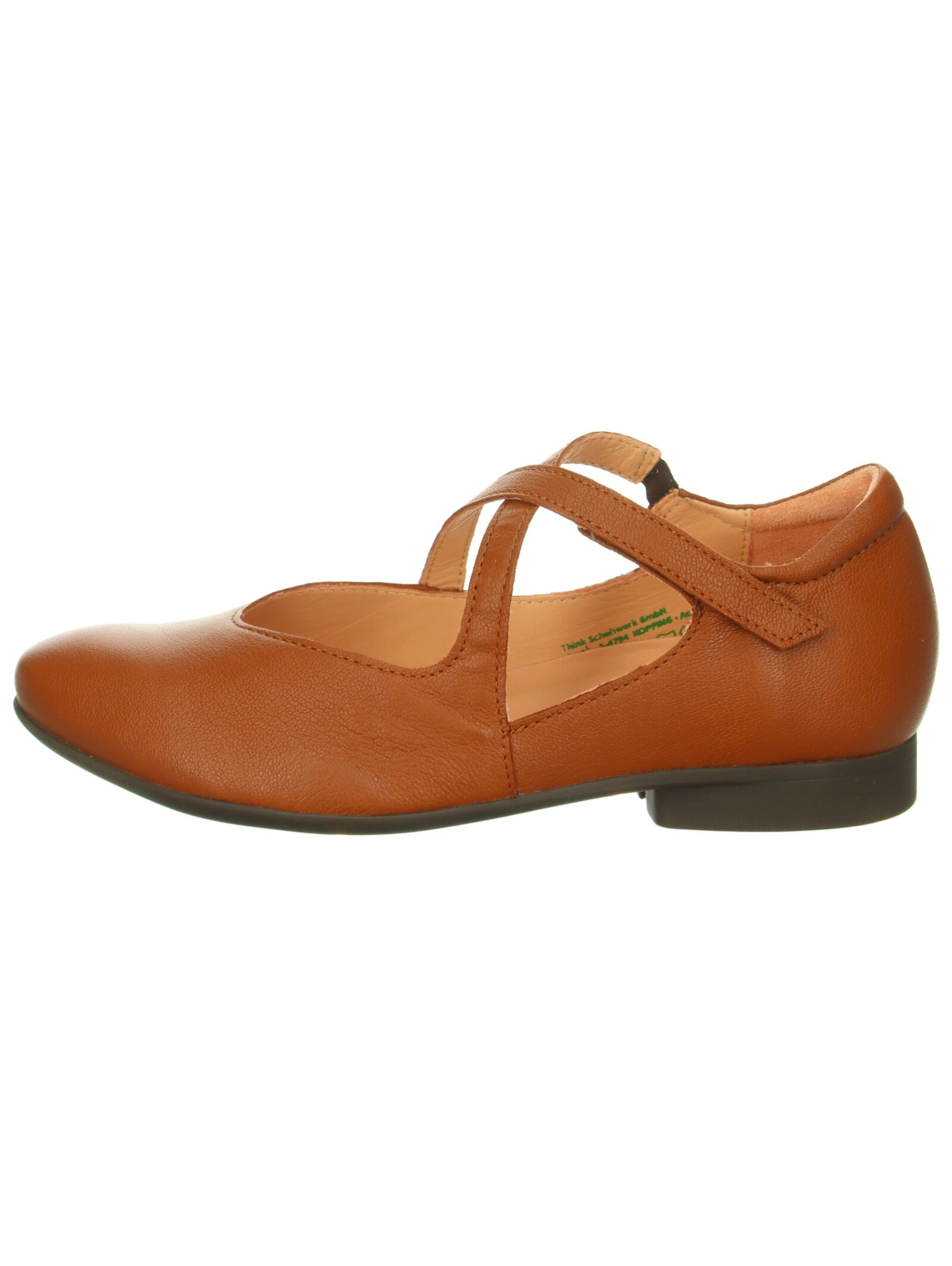 THINK! Ballet Flats with Strap in Brown