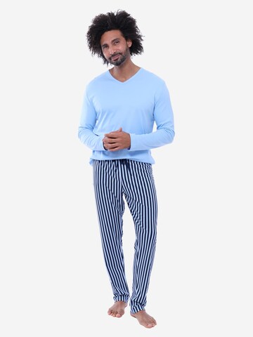 Mey Long Pajamas 'Graphic Stripes' in Blue