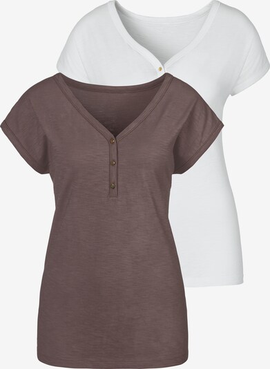 Tricou VIVANCE pe maro mokka / alb, Vizualizare produs