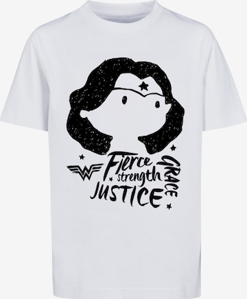 F4NT4STIC Shirt 'DC Comics Wonder Woman Fierce Sketch' in Wit: voorkant