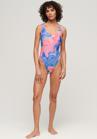 Superdry Bralette Swimsuit in Blue: front