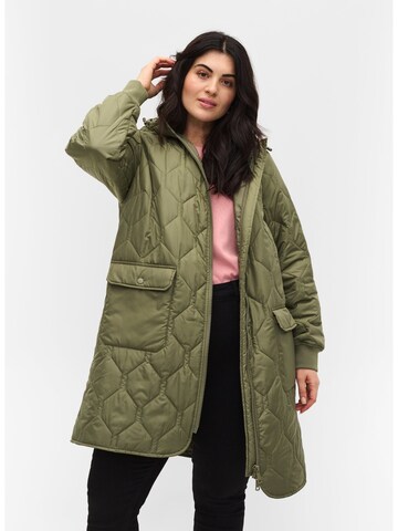 Zizzi Between-Season Jacket in Green: front