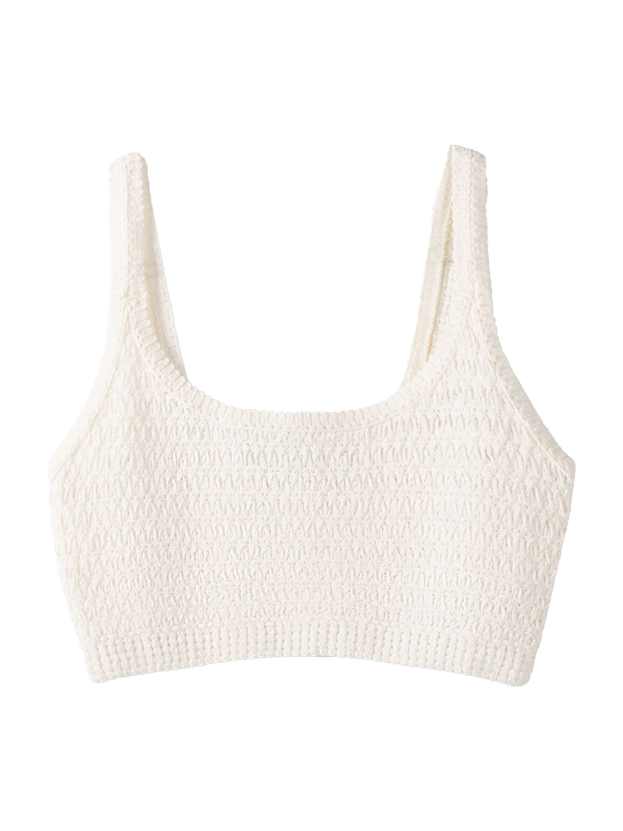 Top in maglia di Bershka in beige: frontale